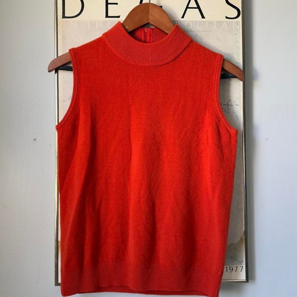 Vintage Goodclothes Burnt Orange Mock Neck Sleeveless Sweater Vest Womens S Mod